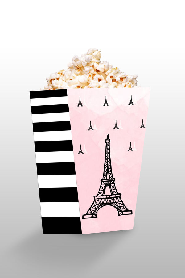 Oh La La - It'S Paris Theme Popcorn Box - Birthday Decoration- Pack Of 10