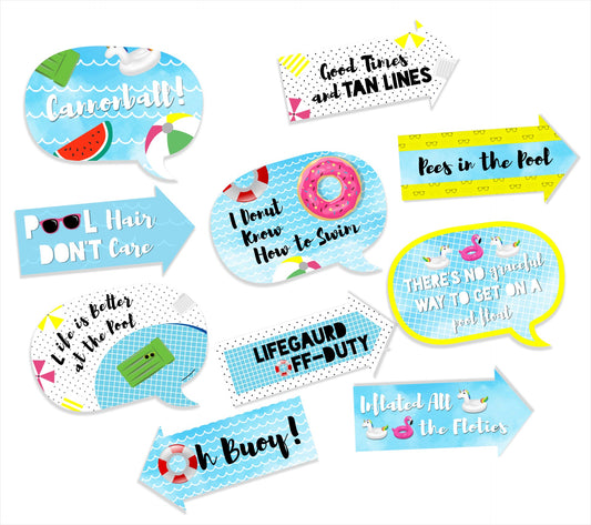 Pool Party Birthday Photo Booth Props Kit
