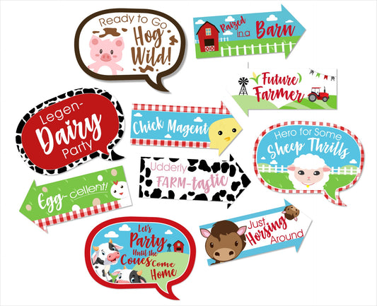 Farm Animal Theme Birthday Party Photo Booth Props Kit