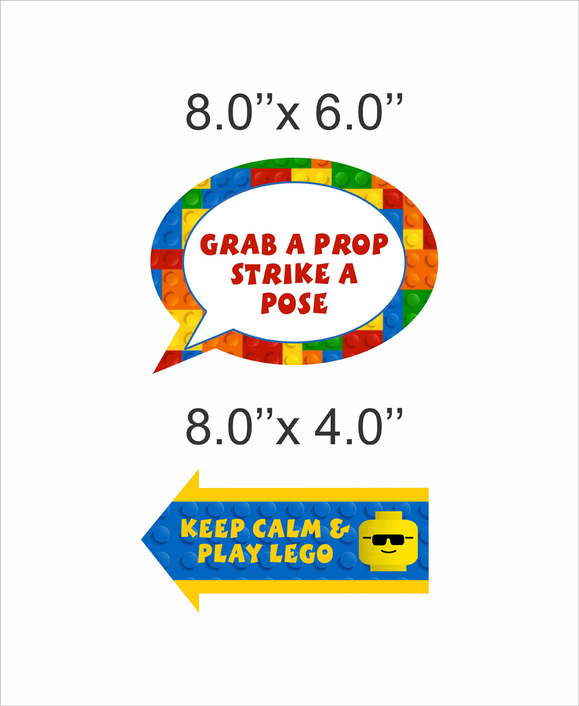 Lego Theme Birthday Party Photo Booth Props Kit