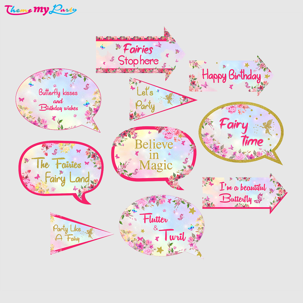 Butterflies & Fairies Theme Birthday Party Photo Booth Props Kit