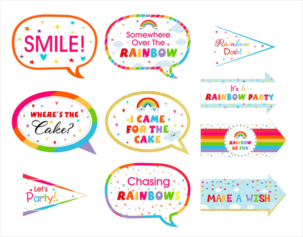 Rainbow Theme Birthday Party Photo Booth Props Kit