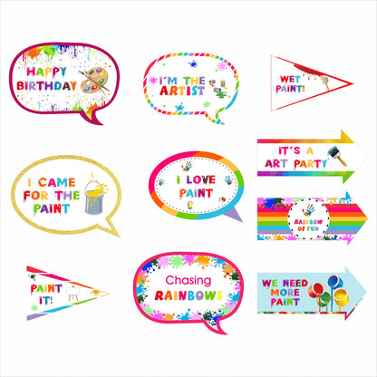 Art and Paint Theme Birthday Party Photo Booth Props Kit