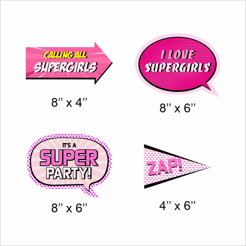 Super Girl Theme Birthday Party Photo Booth Props Kit