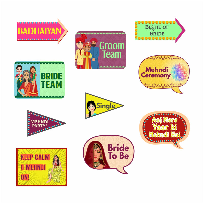 Mehndi Ceremony Theme Party Photo Booth Props Kit