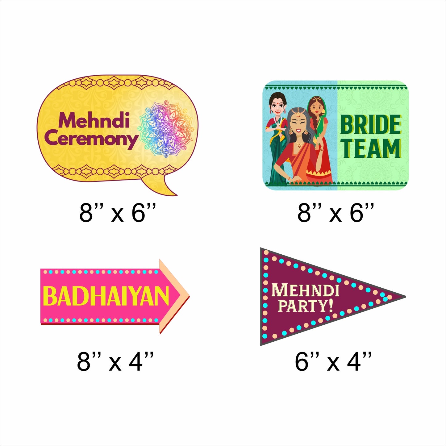 Mehndi Ceremony Theme Party Photo Booth Props Kit