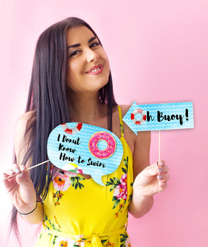 Pool Party Birthday Photo Booth Props Kit