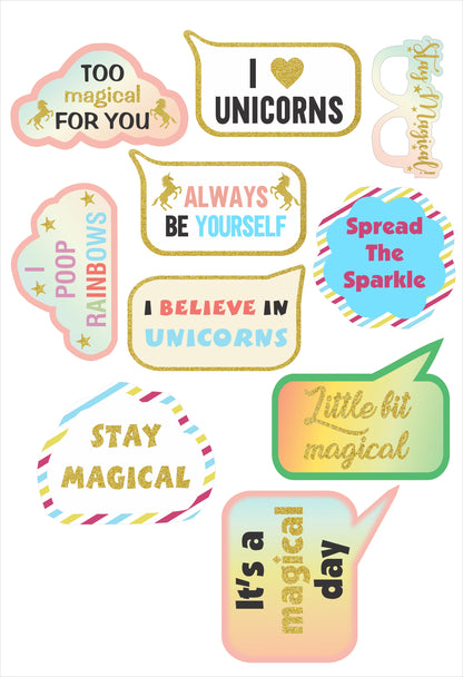 Unicorn Theme Birthday Party Photo Booth Props Kit