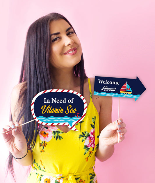 Nautical Ahoy Theme Birthday Party Photo Booth Props Kit
