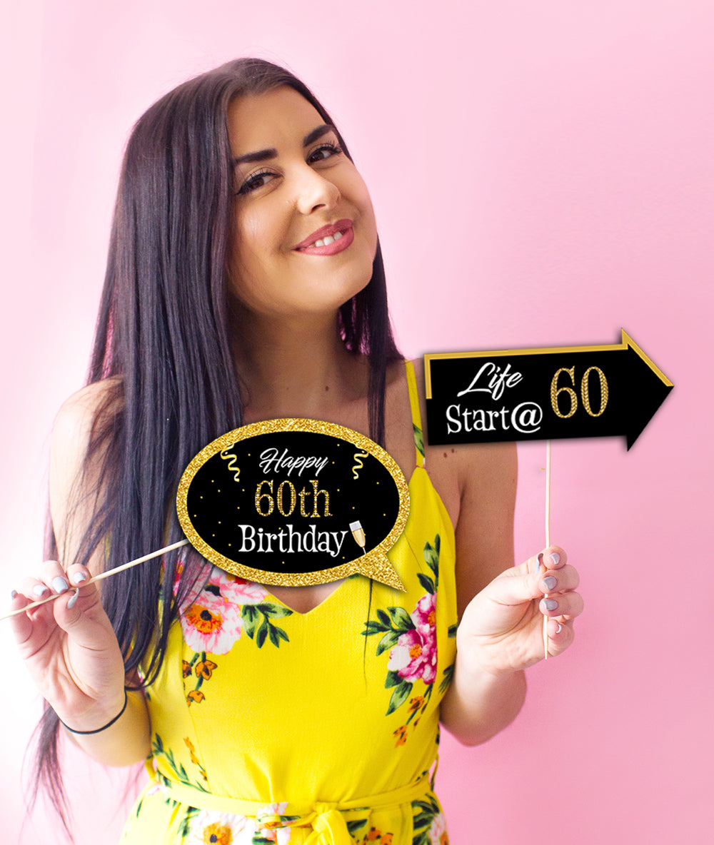 60Th Milestone Birthday Party Photo Booth Props Kit