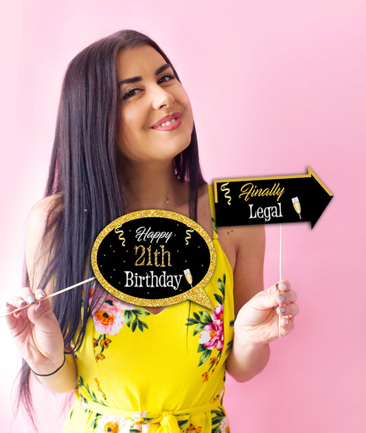 21st  Birthday Party Photo Booth Props Kit