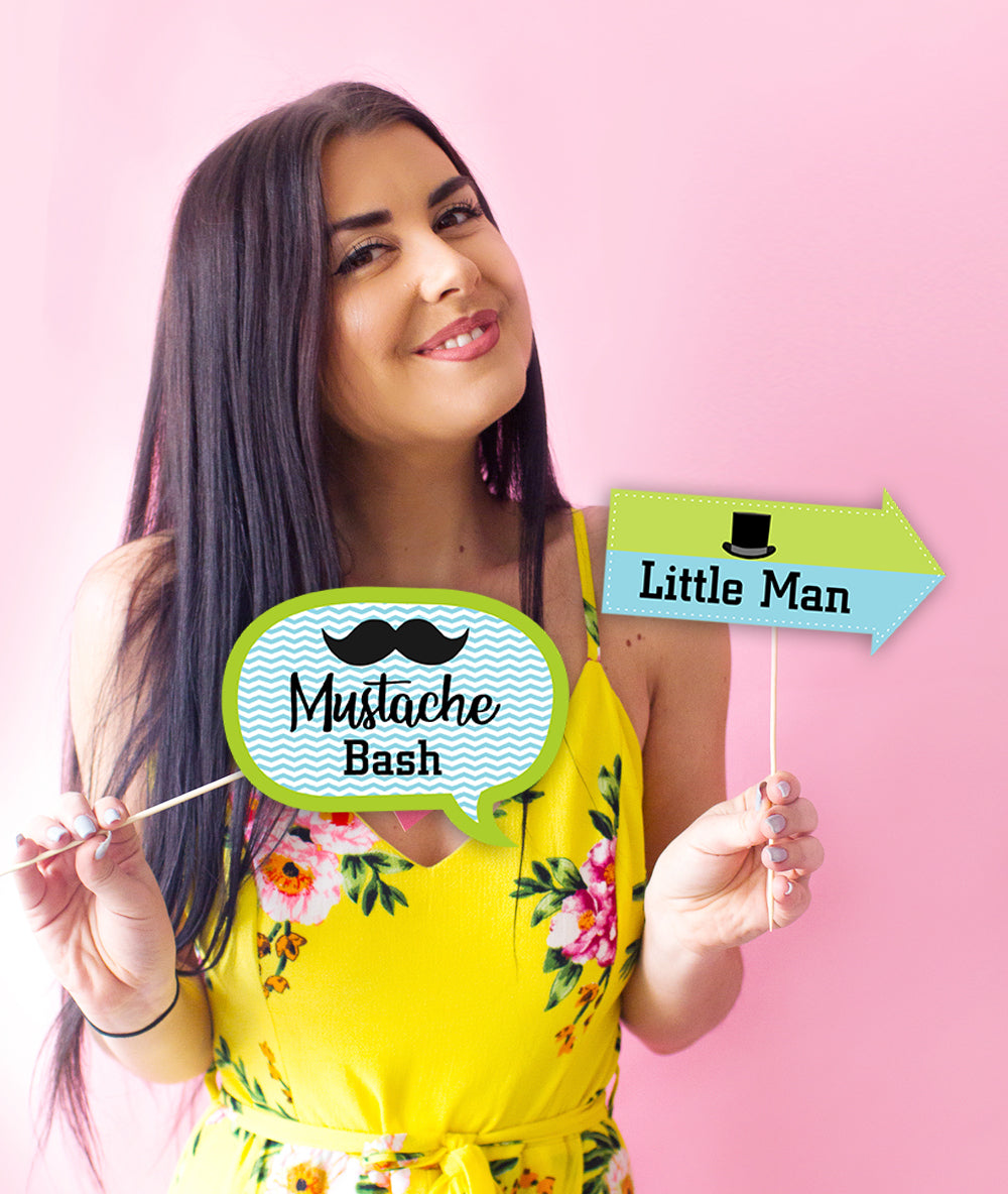 Little Man Theme Birthday Party Photo Booth Props Kit