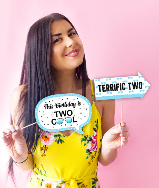 Two Cool Theme Birthday Party Photo Booth Props Kit