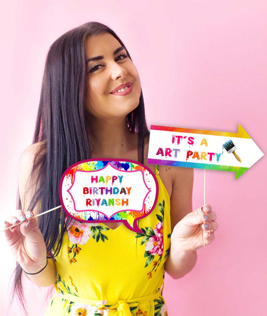 Art and Paint Theme Birthday Party Photo Booth Props Kit