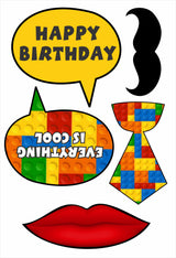 Lego Theme Birthday Party Photo Booth Props Kit