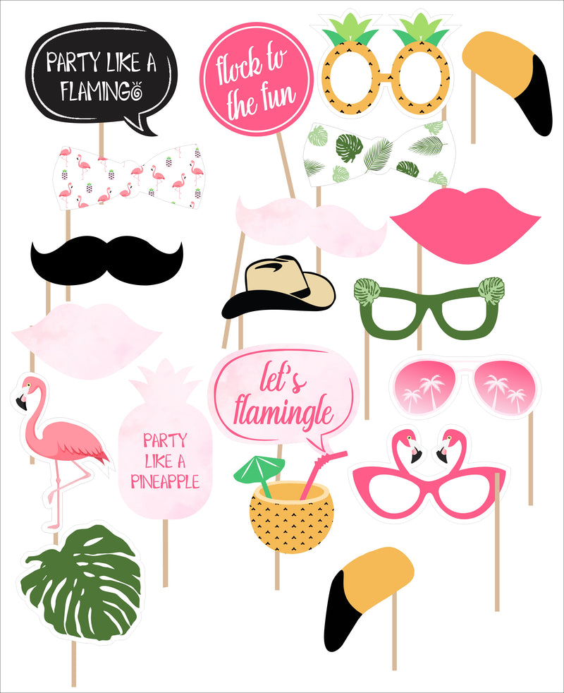 Flamingo Theme Birthday Party Photo Booth Props Kit | Party Supplies ...