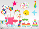 Rainbow Theme Birthday Party Photo Booth Props Kit