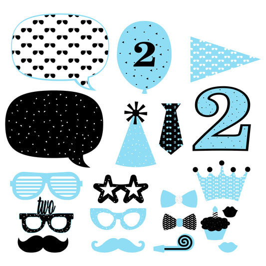 Two Cool Theme Birthday Party Photo Booth Props Kit