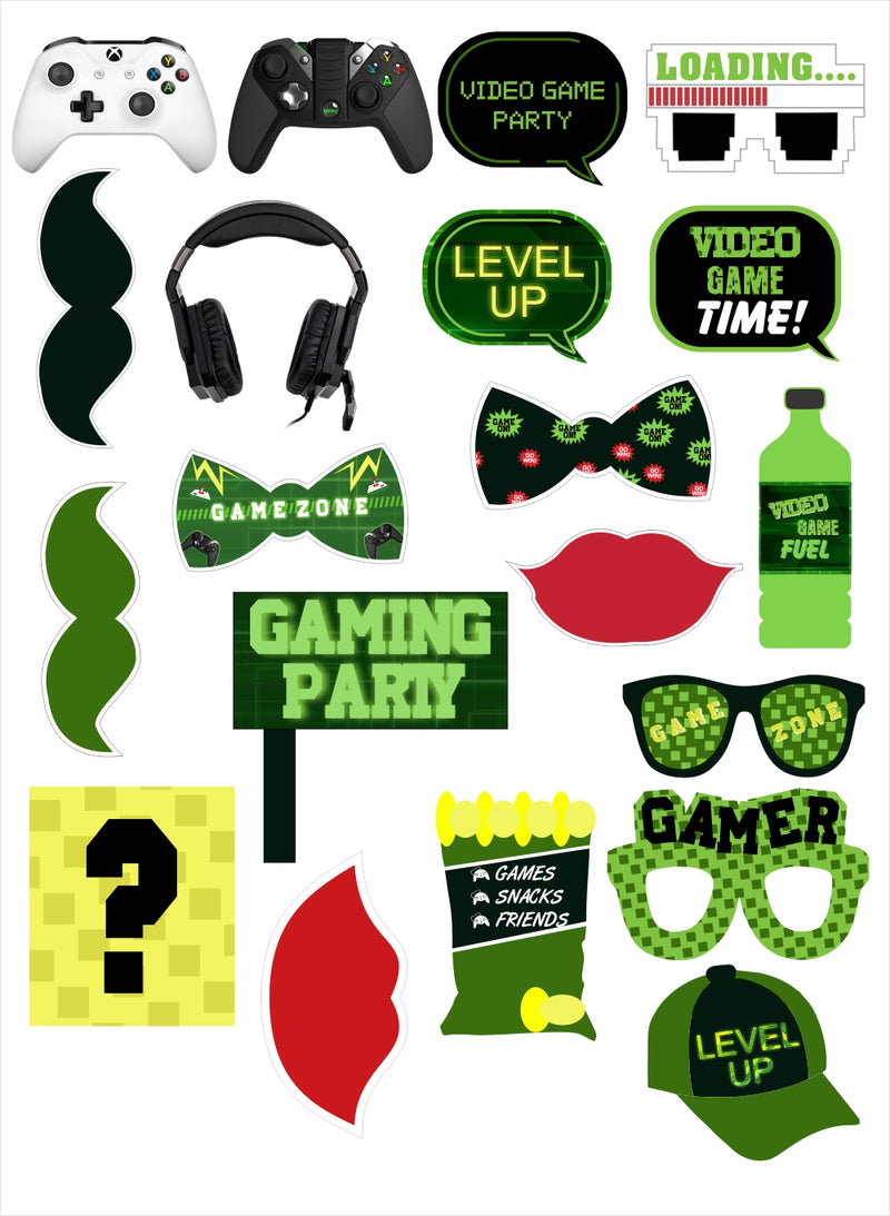 Gaming Theme Birthday Party Photo Booth Props Kit