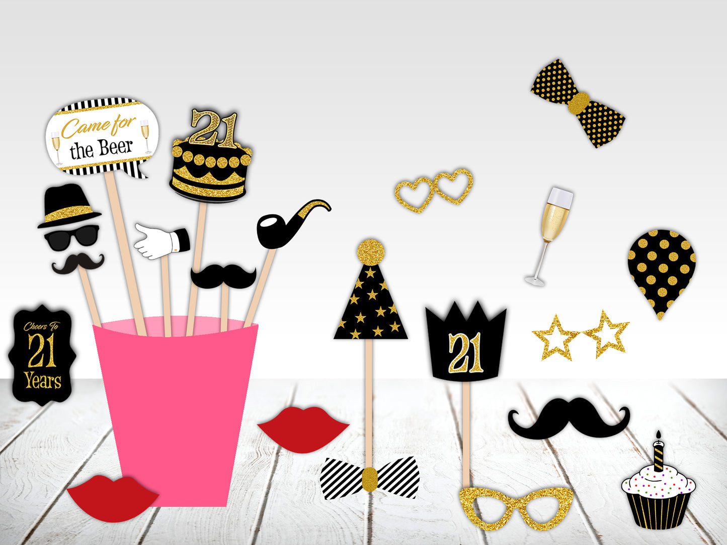 21st  Birthday Party Photo Booth Props Kit