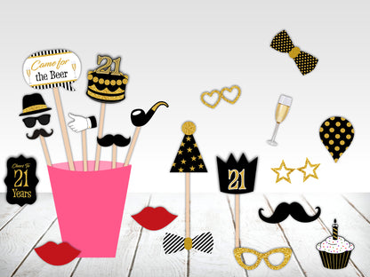 21st  Birthday Party Photo Booth Props Kit
