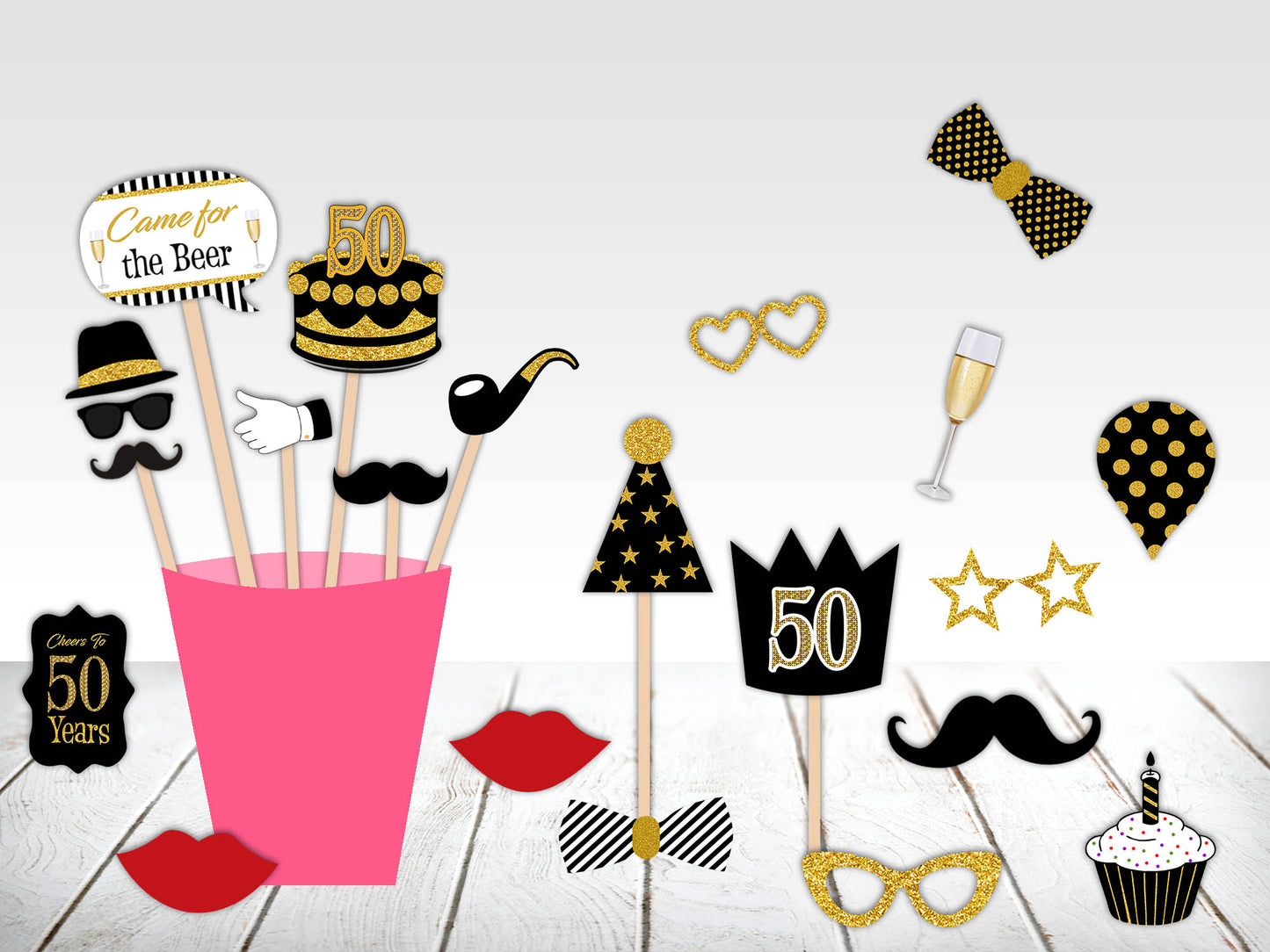 50th Birthday Party Photo Booth Props Kit