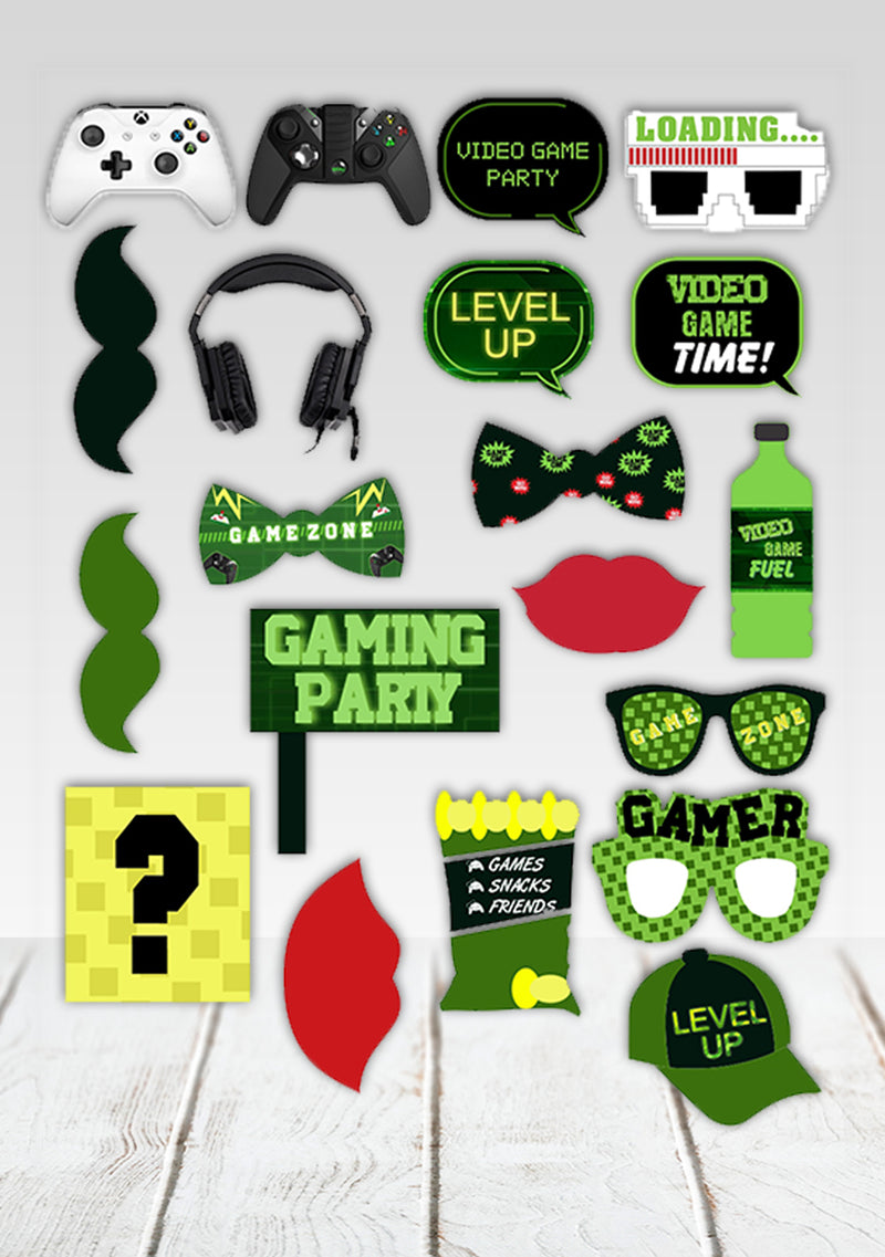 Gaming Theme Birthday Party Photo Booth Props Kit