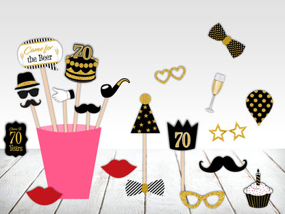 70Th Milestone  Birthday Party Photo Booth Props Kit