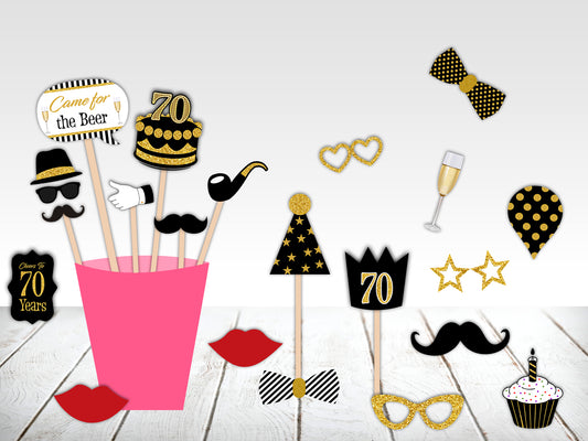 70Th Milestone  Birthday Party Photo Booth Props Kit