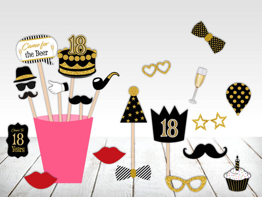 18th Birthday Party Photo Booth Props Kit