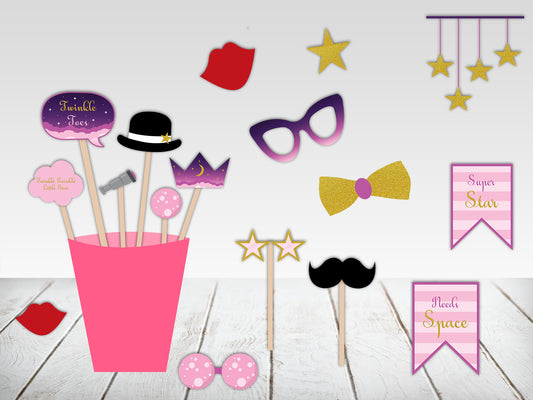 Twinkle Twinkle Little Star Theme Birthday Party Photo Booth Props Kit