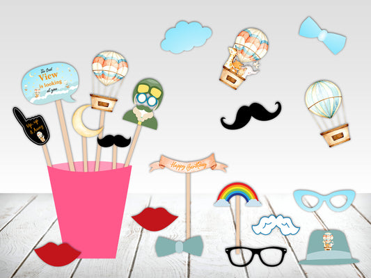 Hot Air Theme Birthday Party Photo Booth Props Kit