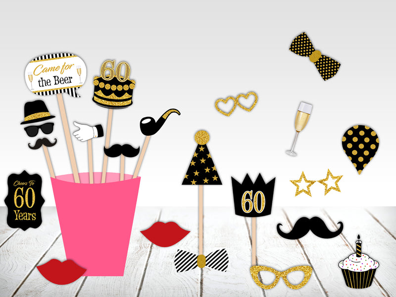 60Th Milestone Birthday Party Photo Booth Props Kit