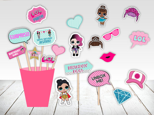 LOL Party Theme Birthday Party Photo Booth Props Kit