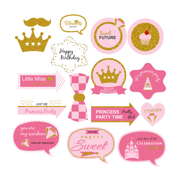 Princess Birthday Party Photo Booth Props Kit