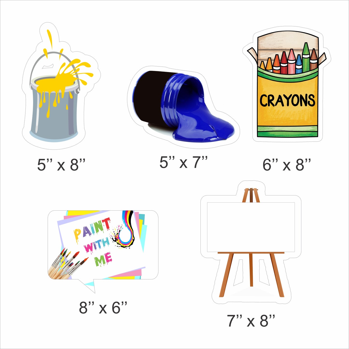 Art and Paint Theme Birthday Party Photo Booth Props Kit