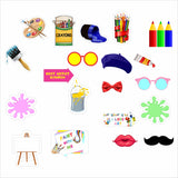 Art and Paint Theme Birthday Party Photo Booth Props Kit