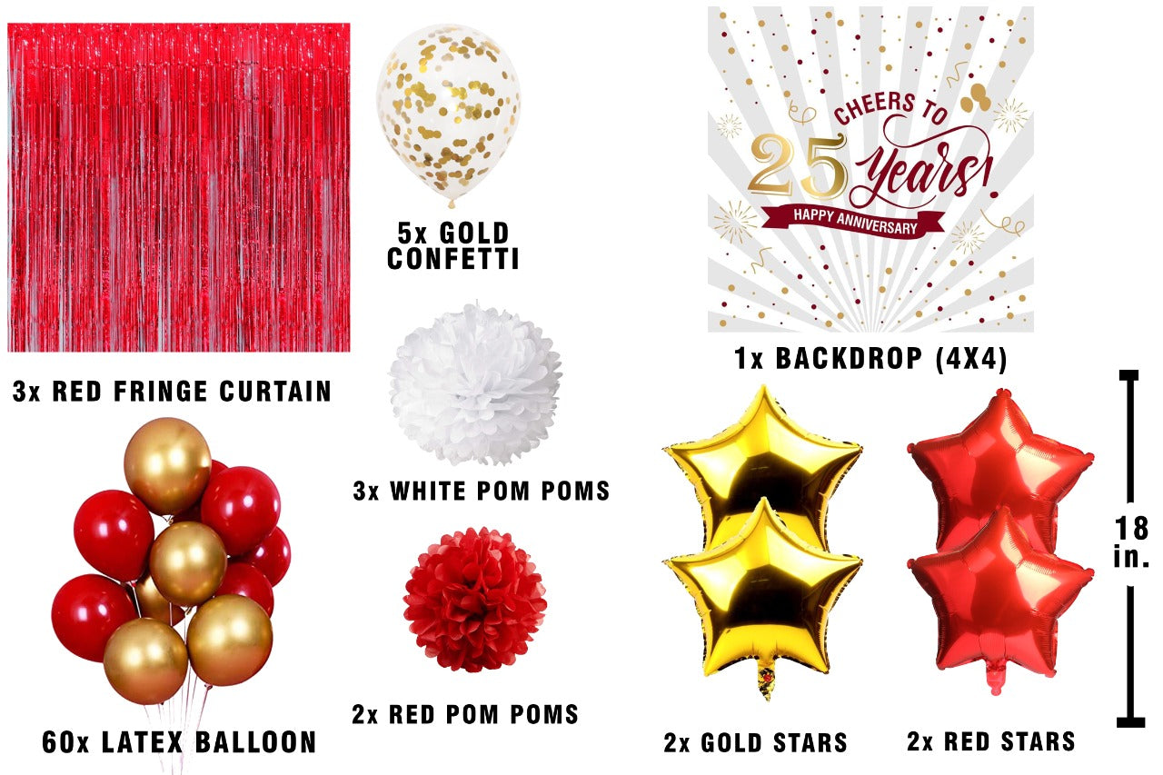 25th Anniversary Party Complete Decoration Kit 