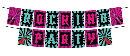 Rockstar Theme Birthday Party Banner for Decoration