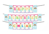 Personalized Rainbow Girls Banner For Birthday Decoration I Happy Birthday Banner