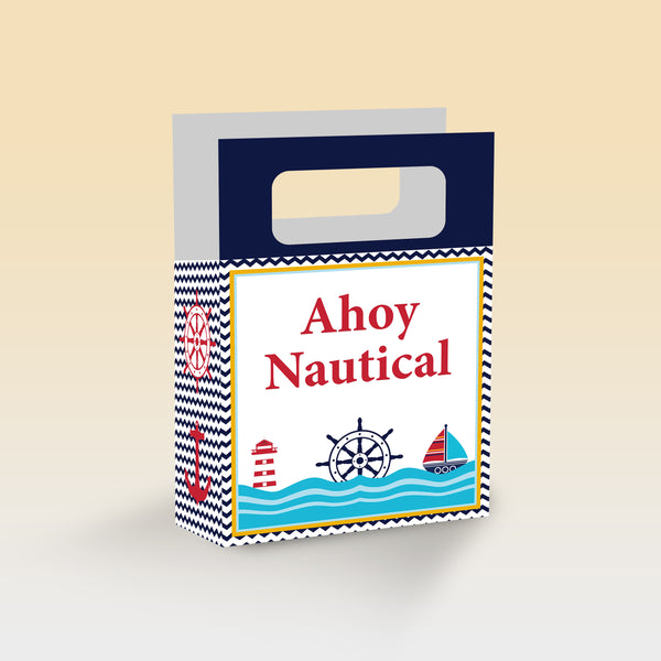 Nautical-Ahoy Theme Based Favor Box/Return Gift Bag - Pack Of 6