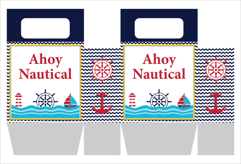 Nautical-Ahoy Theme Based Favor Box/Return Gift Bag - Pack Of 6