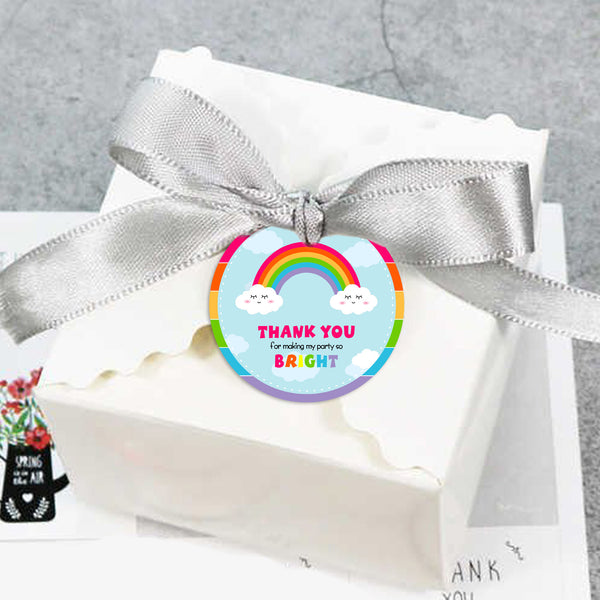 Rainbow Theme Birthday Party Thank You Gift Tags 