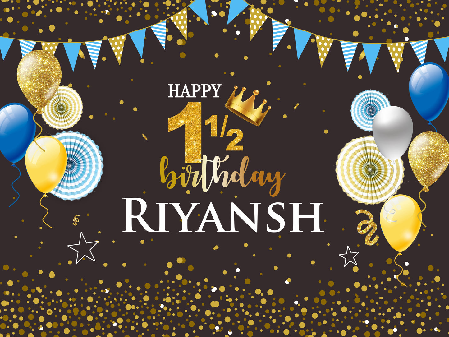 Personalize 1/2 Birthday Backdrop Banner