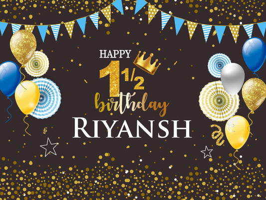 Personalize 1/2 Birthday Backdrop Banner