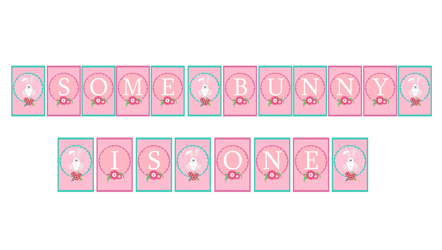 Some Bunny Is One Birthday Party Banner for Decoration