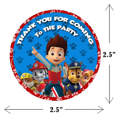 Paw Patrol Theme Birthday Party Thank You Gift Tags