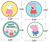 Peppa Pig Theme Birthday Party Cupcake Toppers for Decoration