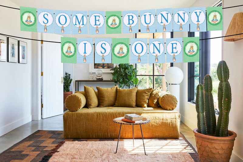 Some Bunny Is One - Birthday Party Banner for Decoration