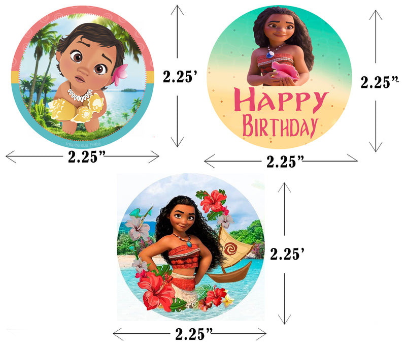 Moana Theme Birthday Party Cupcake Toppers